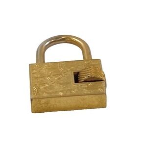 Vintage Christian Dior Brass Logo Lock Pendant Purse Key Gold Tone